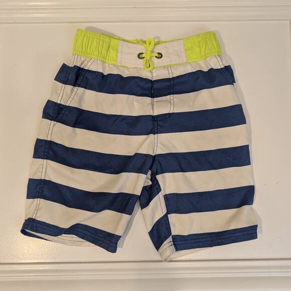 Mini Boden Swim Trunks Board Shorts Classic Preppy Bold Stripes - Size 9/10 - Picture 1 of 4